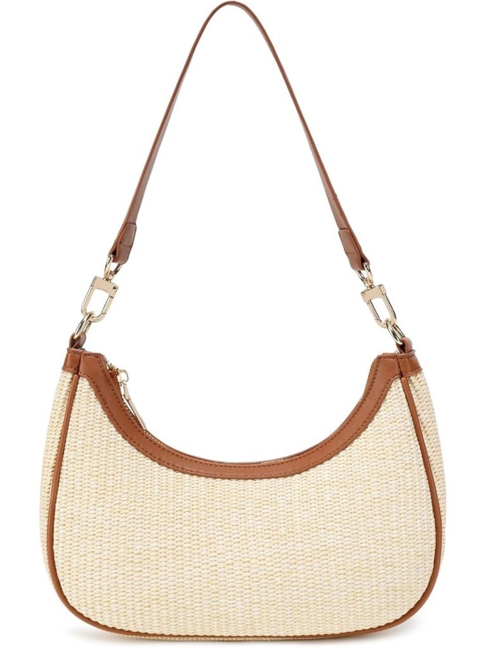 Women's Straw Brown Vintage Hobo Cute Lightweight Underarm Purse Shoulder Bag